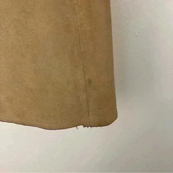 BANANA REPUBLIC  Y2K  Size 6 Tan Leather/Suede Front Slit  Skirt VINTAGE - Picture 11 of 15